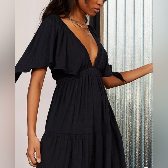 Free People Beach LaLa Black Backless Maxi Dress Black L - Picture 3 of 14